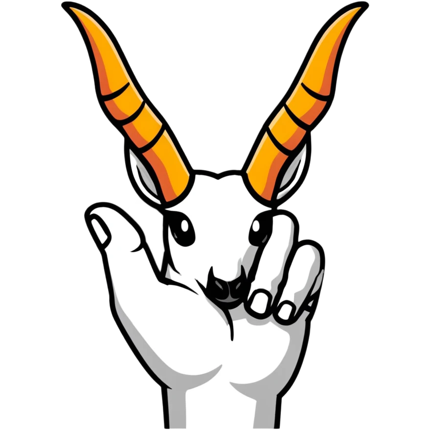 Realistic hand with sign of horns emoji