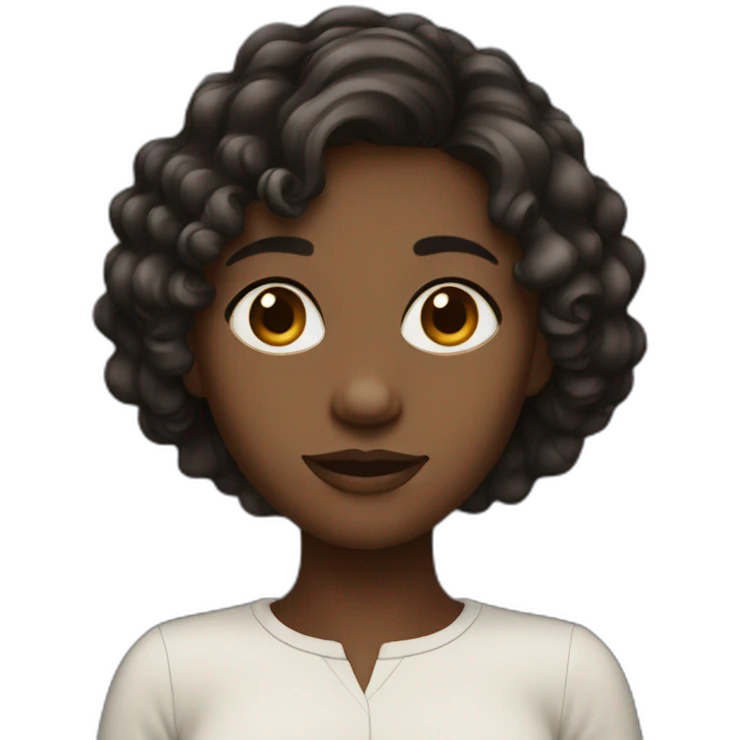 medium dark girl with short wavy dark hair emoji