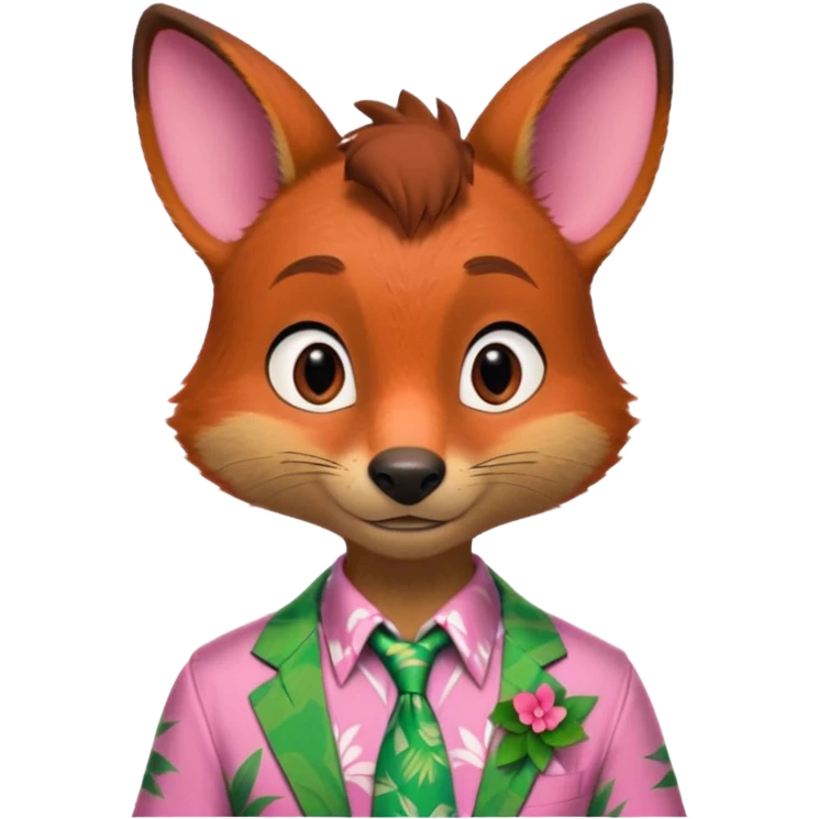 Nick Wilde with a pink Hawaii shirt and green Hawaii tie from the Zootopia Disney movie emoji