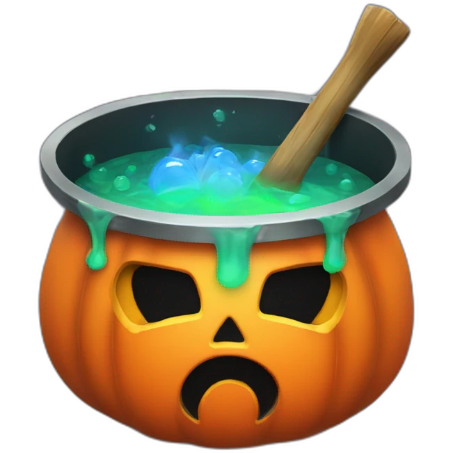 halloween cauldron with colorful poisons emoji