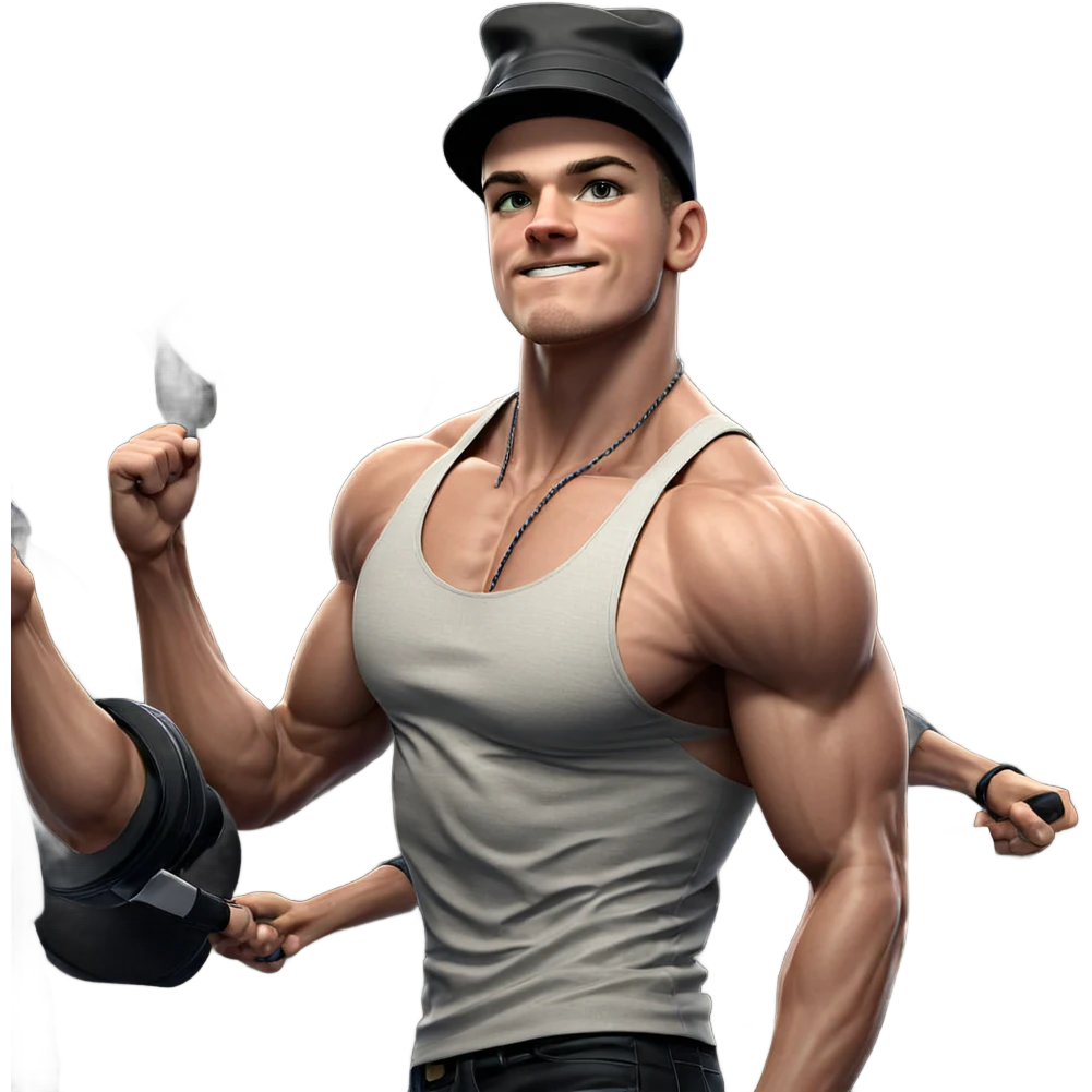 muscular male with stylish hat emoji