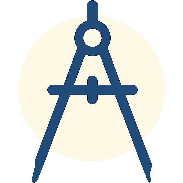 minimalist flat icon of a navy blue compass tool referencing Luca Pacioli's painting, clean lines emoji