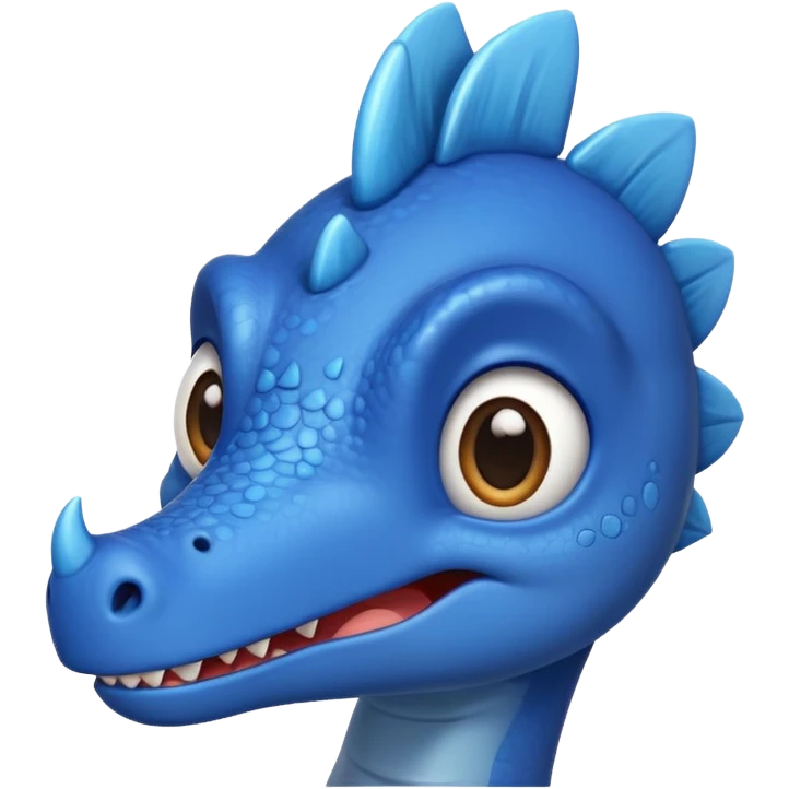 cute blue dinosaur head with big eyes emoji