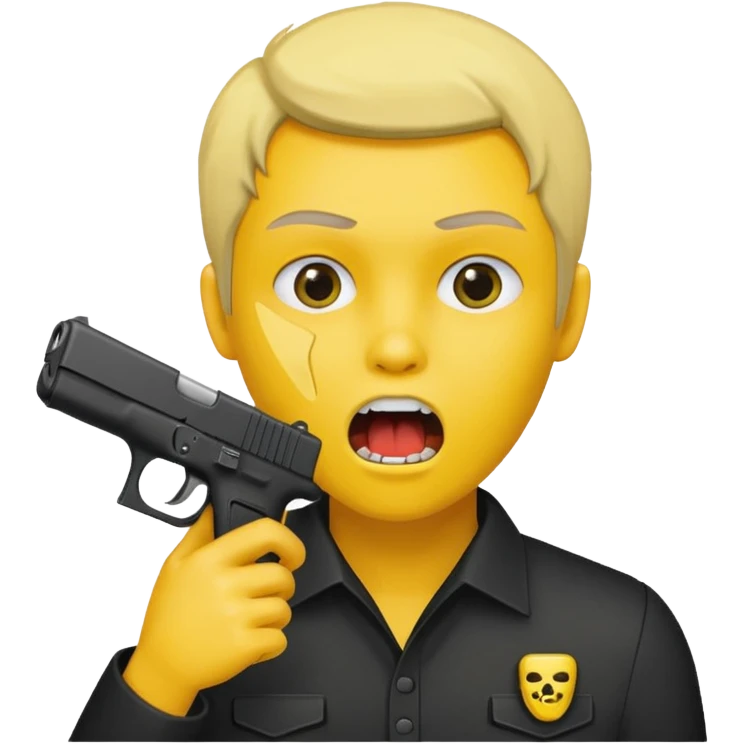 A yellow head that has a Glock in mouth emoji