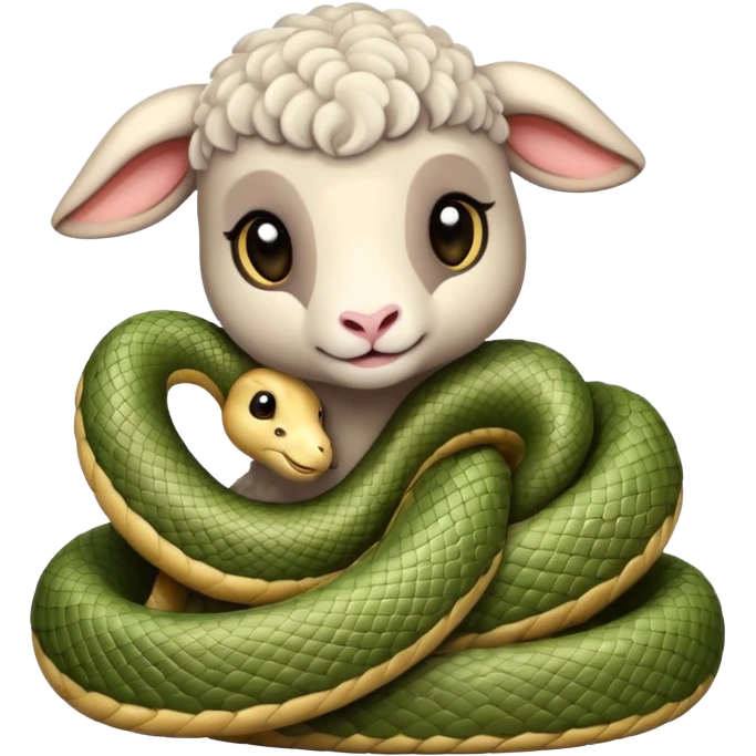 Lamb hugging cute snake emoji