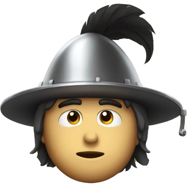 Guy wearing a morion kettle helmet questioning life emoji