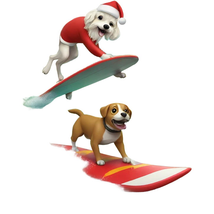 dog surfing with santa on a big wave emoji