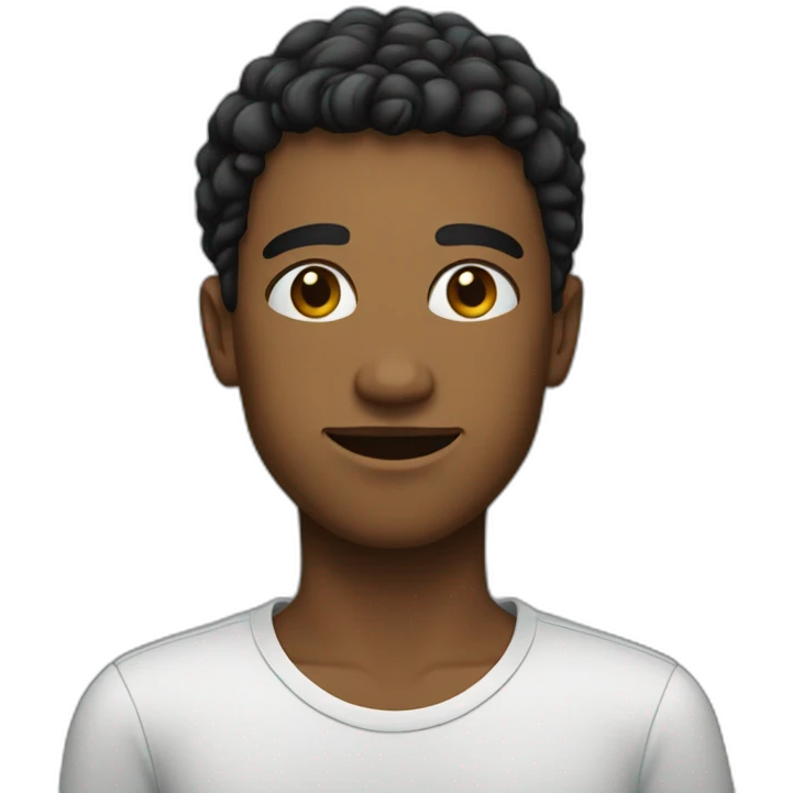 A young man with a square face having a square object emoji