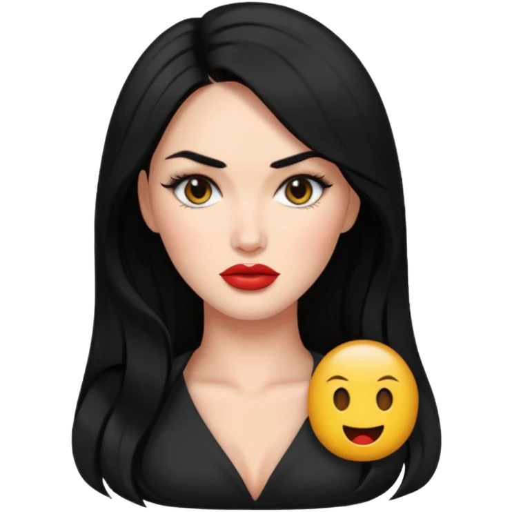 “Emoji girl, femme fatale, black hair. megan fox vibes emoji
