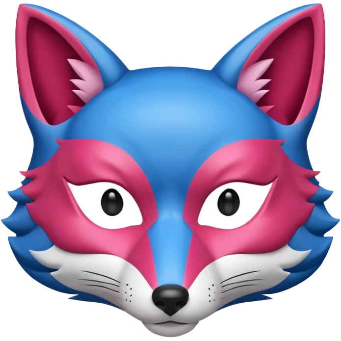 Red, blue and pink fox mask emoji