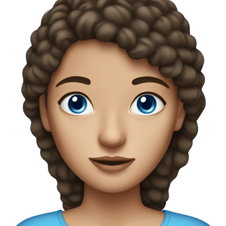 Brunette woman with blue eyes and freckles emoji