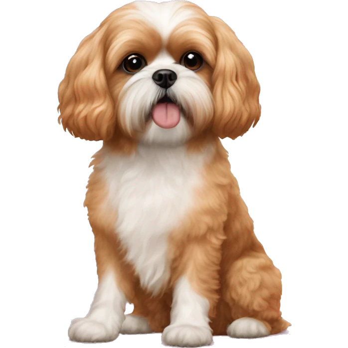 Peach cavapoo next to a shih tzu emoji