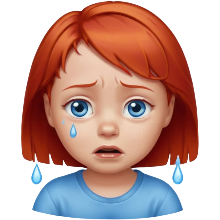 red hair baby girl big eyes short hair crying emoji