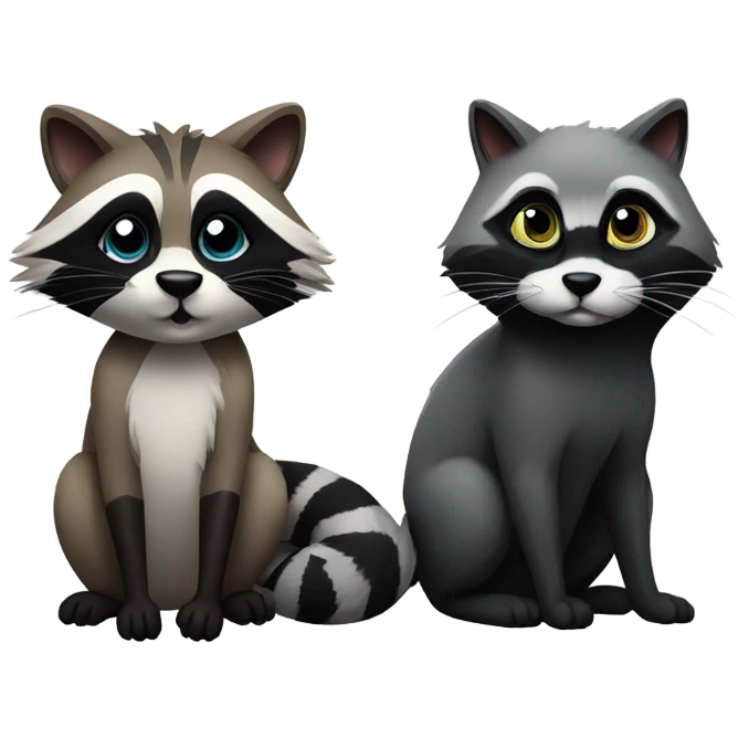 Raccoon and cat  emoji