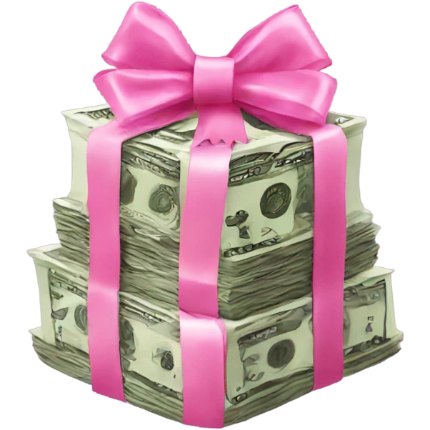 Money stack with a pink bow on it emoji