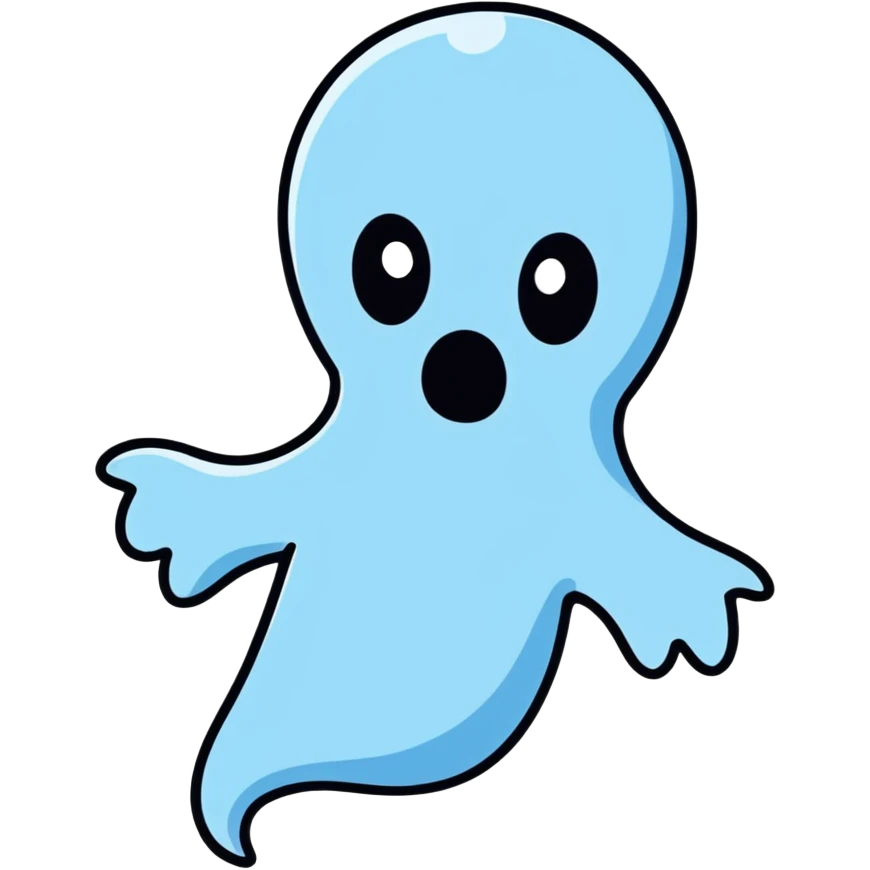 blue and white ghost boy farting emoji