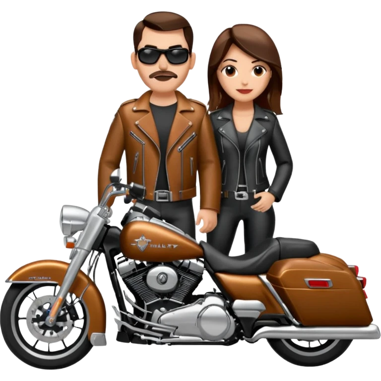 Un couple de biker sur une harley road king emoji