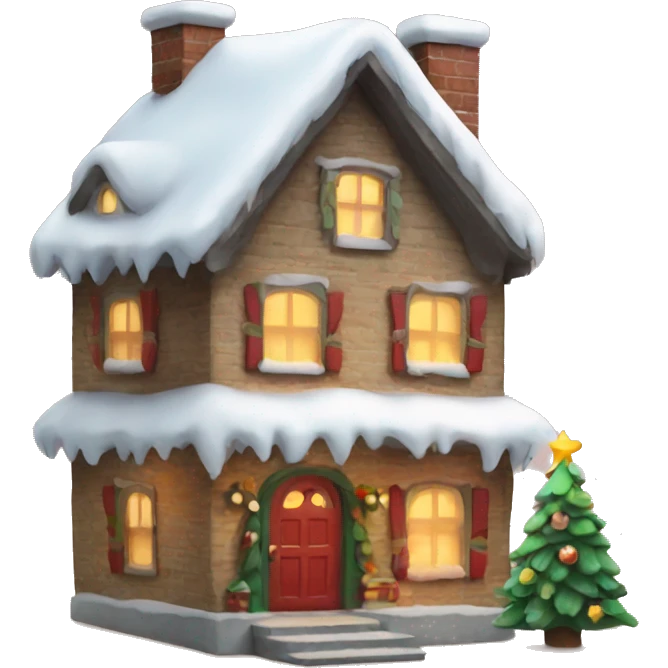 Cute Christmas house emoji