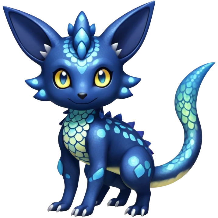 Colorful Iridescent Exotic Salandit-Meowstic-Umbreon-Fakémon-hybrid-creature (full body)  emoji