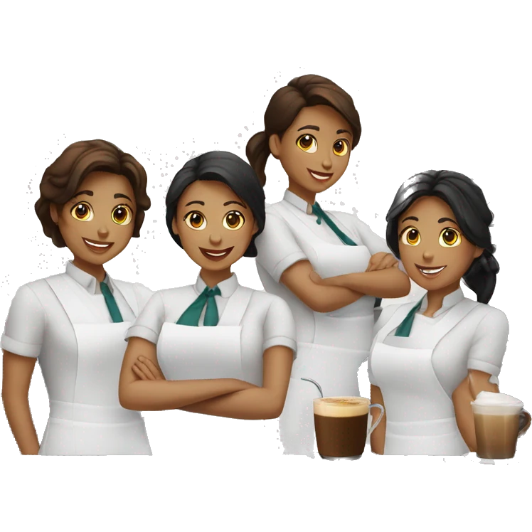 three mixed Female Baristas emoji