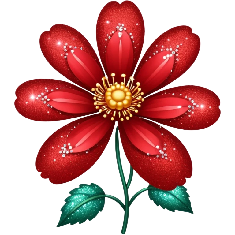 red glitter flower  emoji