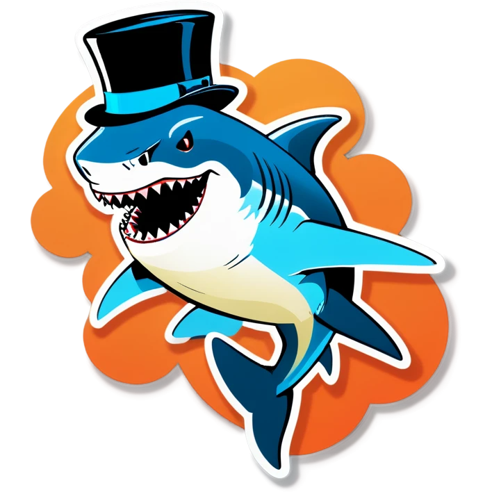 Shark with a top hat emoji