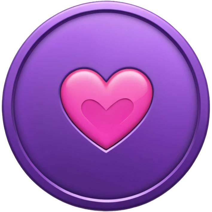 purple coin with one heart emoji
