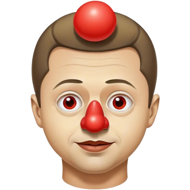 Volodymyr Zelenskyy war-clown with red clown nose emoji