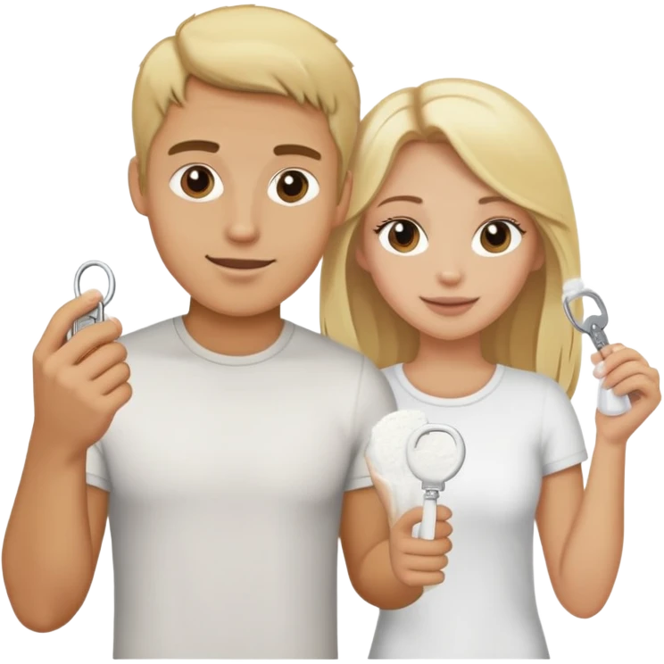 Blonde guy holding a bag of white powder and blonde girl holding a key emoji