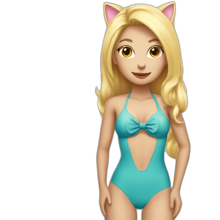 catgirl blonde swim suit emoji