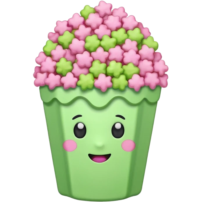 pink and green popcorn emoji