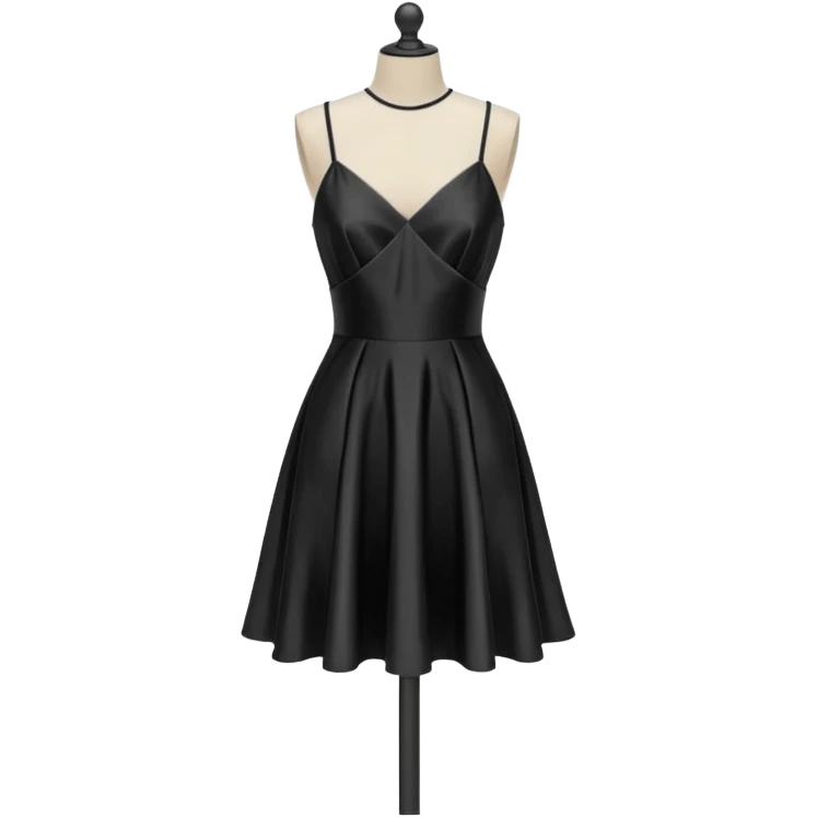 Strappy short black dress made of silk on a headless mannequin  emoji