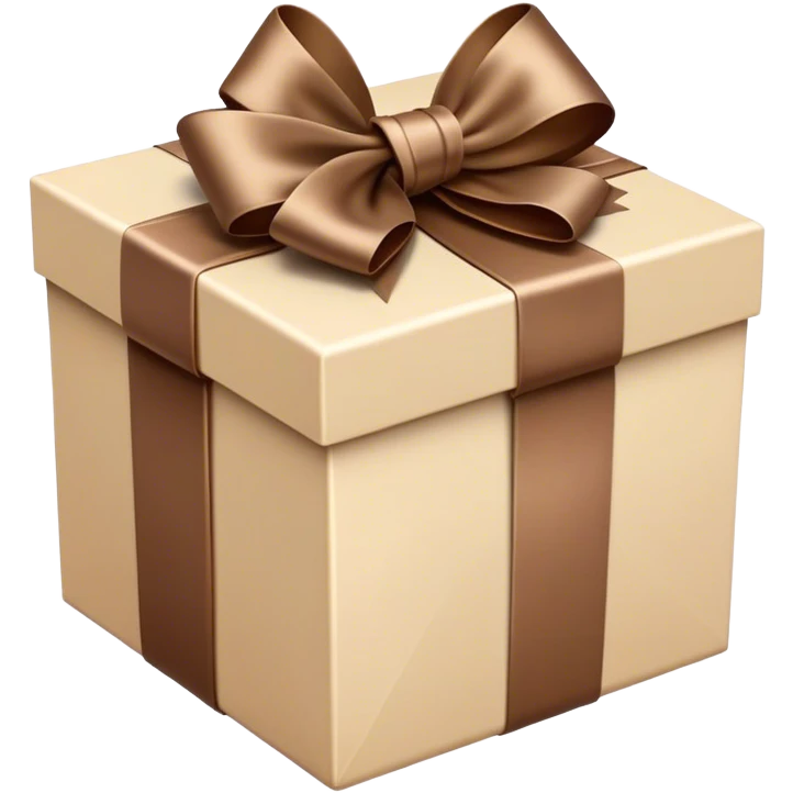 beige GIFTBOX with brown vintage satin bow emoji