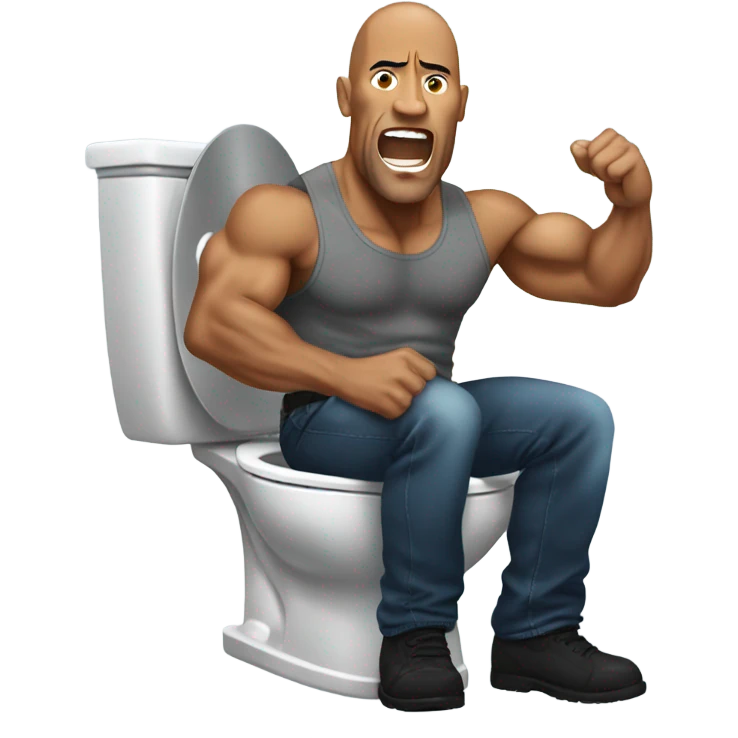 The Rock coming out of a toilet emoji