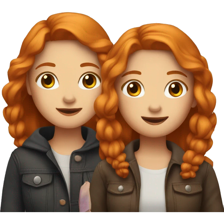 2 girls being best friends. A ginger and a brunette  emoji