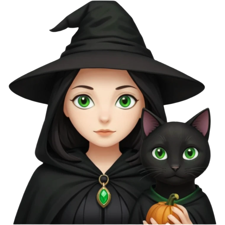 Witch with cat companion emoji