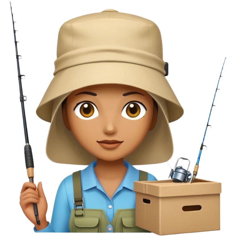Woman fishing with a box for her head  emoji