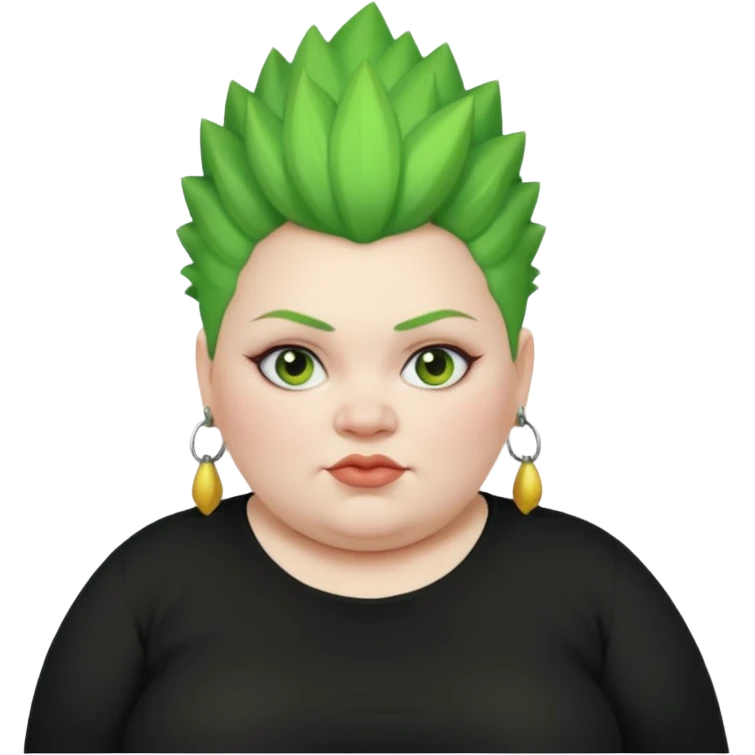 fat woman green mohawk emoji