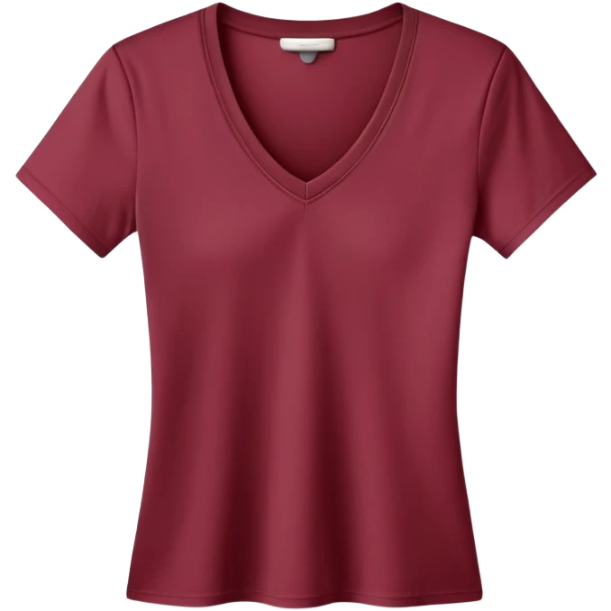only a wine red V-neck t-shirt, cropped short length, flat lay, isolated garment, white background, no model, no person emoji