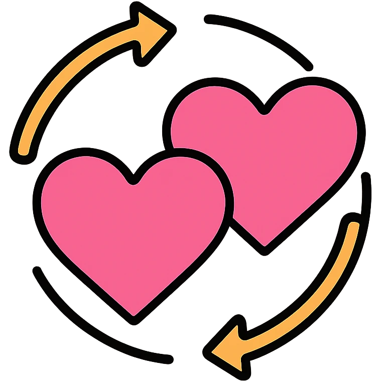 Two pink hearts spinning in a circular motion together emoji