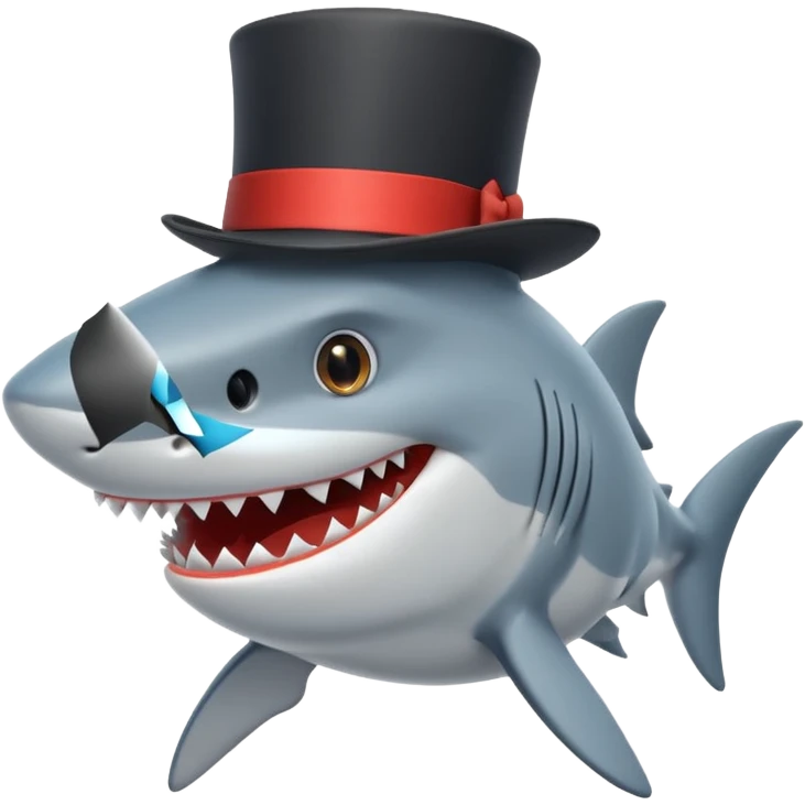 Shark with a top hat emoji