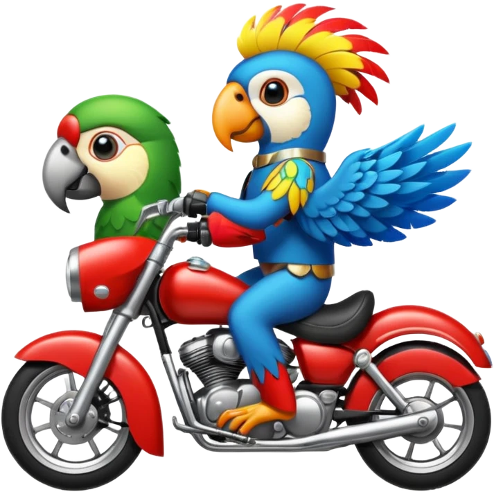 Parrot riding a motorcycle  emoji