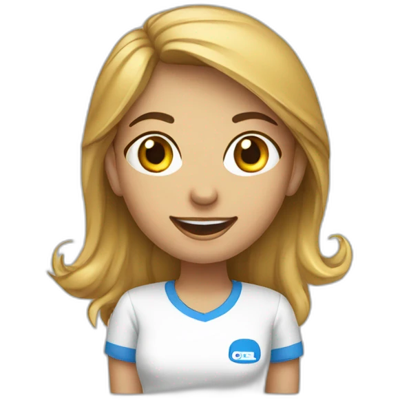 call manager girl with T-shirt with logo onecta emoji