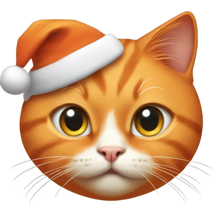 orange cat wearing a christmas hat emoji