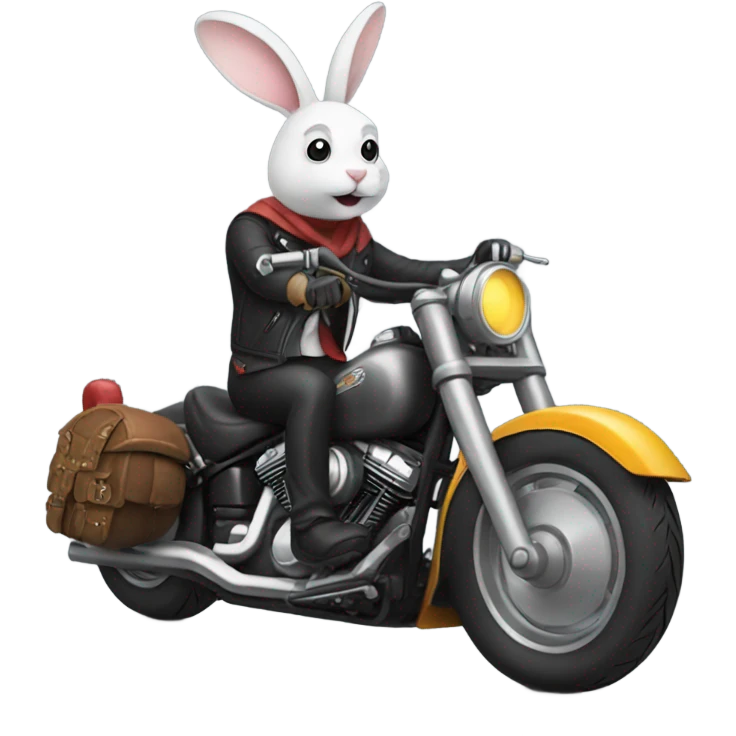 Rabbit riding a Harley  emoji