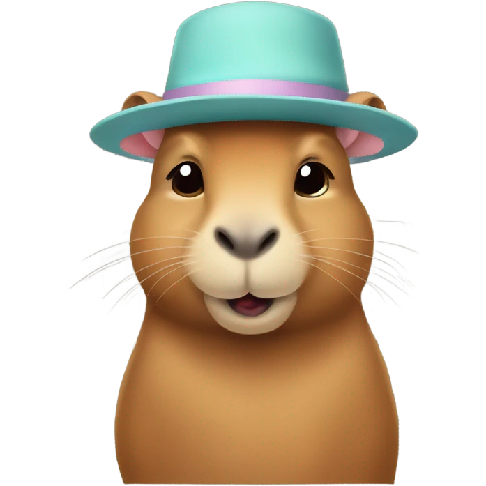 capybara in a hat with bunny ears emoji