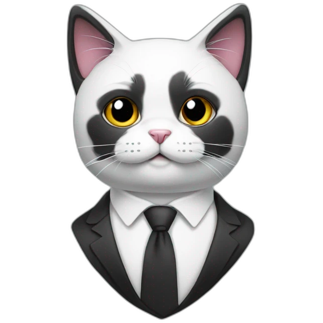 Black and white cat with a tie emoji