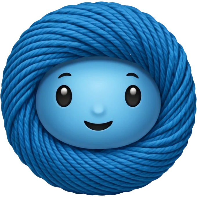 Rolled Yarn Ball blue  emoji