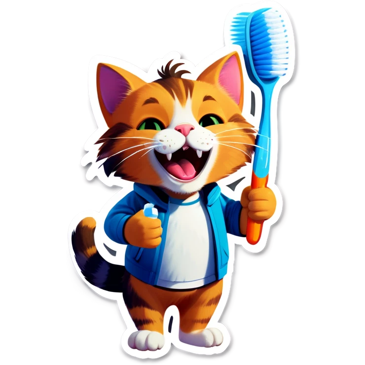 A cat that is brushing the teeth emoji