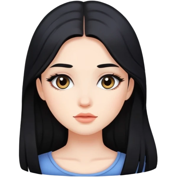 black long hair girl with soft makeup emoji